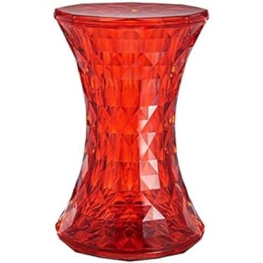 Imagem de Banqueta de acrílico transparente, mesa lateral pequena com função de armazenamento, banco de chuveiro de banheiro, vermelho