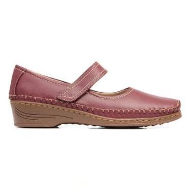 Imagem de Sapato Sapatilha Feminin Couro Conforto Ortopédico-Feminino