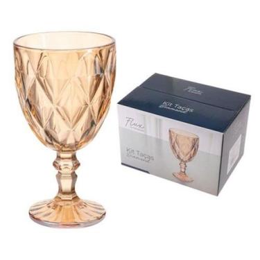 Imagem de Jogo 6 Taças de Vidro Diamond Âmbar 330ml - Flash Goods