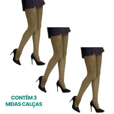 Imagem de Kit 3 Meias Calça Básica Opaca Fio 40 Adulto Selene Feminina Lisa De P