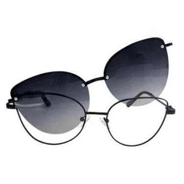 Imagem de Óculos de Grau com Clip On Solar Magnético 2 em 1 Proteção UV-Unissex