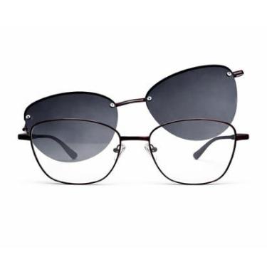 Imagem de Óculos de Grau com Clip On Solar Magnético 2 em 1 Proteção UV-Unissex