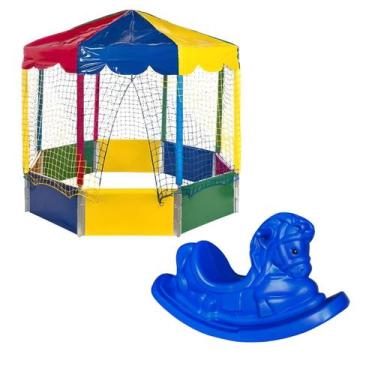Imagem de Kit Brinquedos Playground Piscina de Bolinhas Oitavada 2,00m Gangorra 