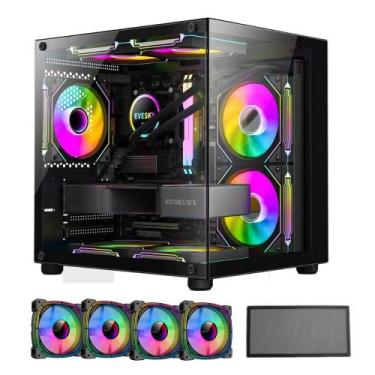 Imagem de Gabinete Pc Gamer Com 4 Fans Rgb Vidro Temperado Watercooler - HAYOM