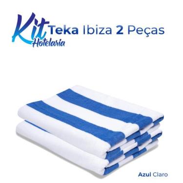 Imagem de KIT-Toalha de Piscina Hotel Ibiza Azul Teka Profiline 2 Peças Banhão -