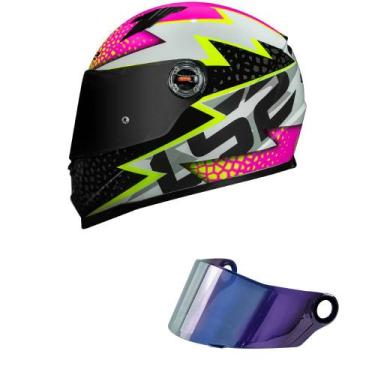 Imagem de Capacete LS2 FF358 Speedy Branco e Rosa Mais Viseira Camaleão, 56