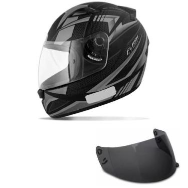 Imagem de Capacete Ebf New Spark Flash Preto e Prata Mais Viseira Fumê, 61
