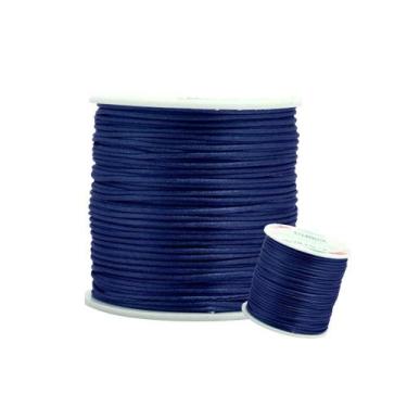 Imagem de Fio de Seda 1.0 mm Cordão Rabo de Rato 1.0 mm Azul Marinho 100 Metros 