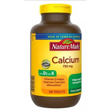 Imagem de Suplemento de cálcio natural de 750 mg com vitaminas D&K 300 comprimidos-Unissex