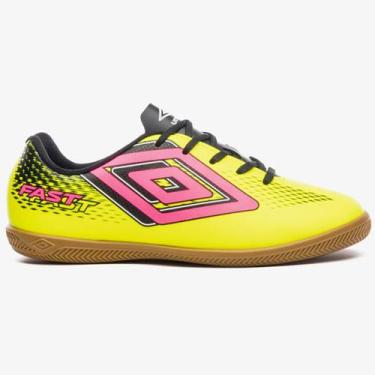 Imagem de Chuteira Futsal Umbro Fast II Unissex Verde -, Verde lima preto rosa, 