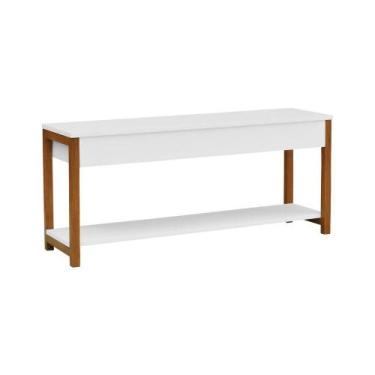 Imagem de Banco-sapateira Com Baú E 1 Prateleira Life Branco-amêndoa - Decorise