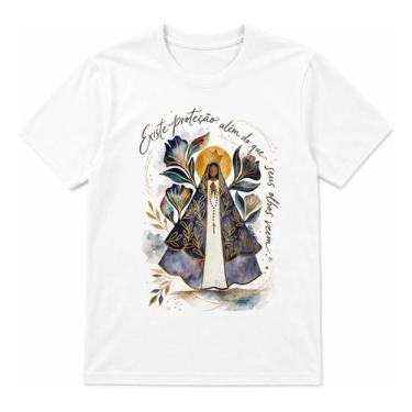 Imagem de Camiseta Religiosa Estampa Proteção Fé Algodão Premium Leve Igreja Cat