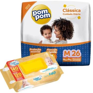 Imagem de Kit Fralda Pompom Clássica + 140 Toalhas Upa Bebê: Maciez e Proteção A