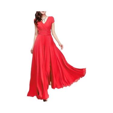 Imagem de Vestido De Praia Sexy Boho Para Mulheres, Manga Curta, Decote Em V Pro