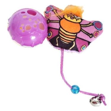 Imagem de Brinquedo para Gatos Kit Borboleta divertida bolinha sonoro - Bom Amig