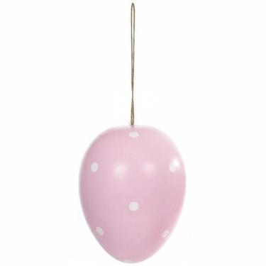 Imagem de Pendente Ovo de Páscoa rosa com bolinhas brancas 15 cm - DA