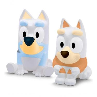 Imagem de Boneco e Kit Infantil Arts Kit Bluey e Bingo para Pintar com 2 Personagens Tintas Laváveis e Pincel Elka