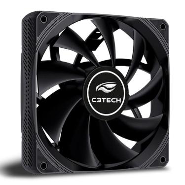 Imagem de Cooler Fan C3Tech F9-200BK, 120mm, 1200 RPM, 9 Lâminas, Molex 4 Pinos, Silencioso - Preto