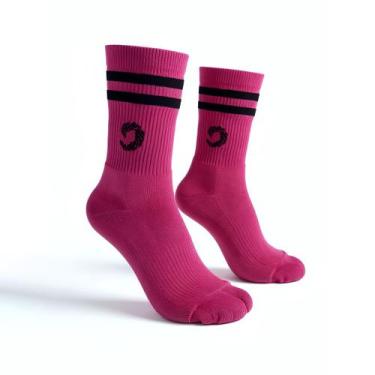 Imagem de Par de Meias Esportivas Compass Rosa com Preto 35/39