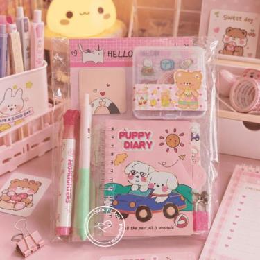 Imagem de Kit Basiquinho Kawaii 5 Itens  Papelaria Fofa - Clube da Lala