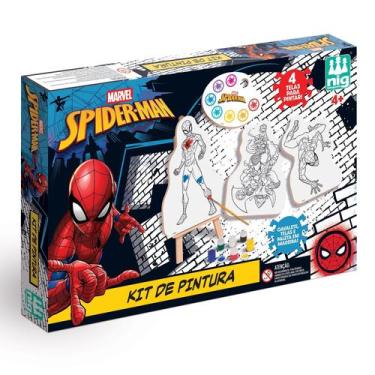 Imagem de Brinquedo Kit Pintura Spider Man Marvel Educativo Madeira Com Cavalete