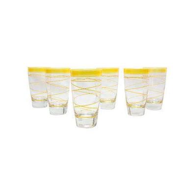 Imagem de Jogo com 6 Copos Italianos Long Drink 420ml Vidro com Detalhe Dourado 