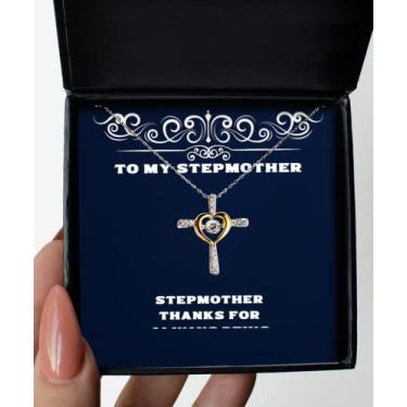 Imagem de SpreadPassion Stepmother Thanks for Always Being There When I. Colar de cruz dançante, presente de madrasta da filha, inspirador para a mãe