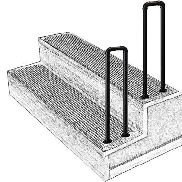 Imagem de Pkfinrd Corrimão de escada industrial em ferro forjado em forma de U para corrimão de trilho de parapeito de escada preto com suporte resistente (cor: preto, tamanho: 65 cm)