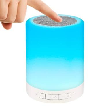 Imagem de Caixa De Som Luminária Bluetooth Abajur Led Rgb Touch Sem fio Micro Sd Aux P2