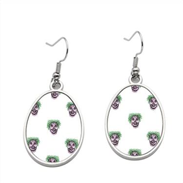 Imagem de Brinco com ilustração de motivo de zumbis assustador sem costura - Brincos pendurados para meninas - Presente de festa de aniversário dos namorados, Metal, Sem pedras preciosas