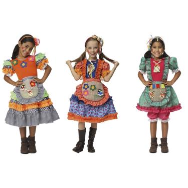 Imagem de Vestido De Festa Junina Fantasia para Meninas Infantil do Tamanho 2 ao 12