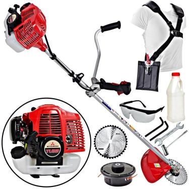 Imagem de Roçadeira Profissional Lateral Nakashi L331M Motor Mitsubishi TU33 á Gasolina Com Lâmina Circular Para Cortes e Podas Mais Densas