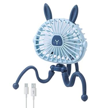 Imagem de Ventilador de carrinho de bebê atualizado 2022, mini ventilador portátil polvo design de perna clipe para carrinho de bebê com luz, recarregável USB silencioso portátil com tripé flexível