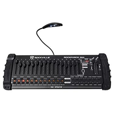 Imagem de Rockville Controlador de iluminação DMX Rockforce de 384 canais, controle MIDI, 30 bancos de cena, 6 perseguições, display LED, para DJs e iluminação de palco