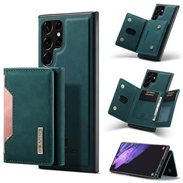 Imagem de ZiEuooo 2 em 1 capa de couro carteira magnética separável para Samsung Galaxy S22 S21 S20 Ultra Plus FE Note 20 Shell, suporte de cartão macio forrado capa traseira (verde, S21 Ultra)