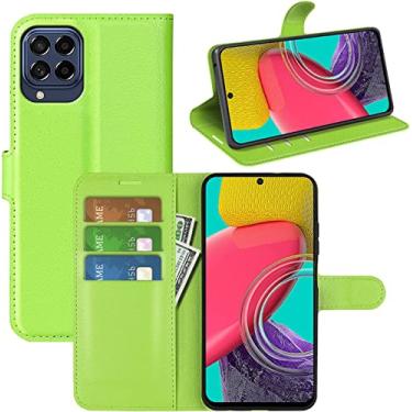Imagem de Capa Capinha Carteira Para Samsung Galaxy M53 5G Case Couro Flip Wallet Função Suporte e Porta-cartões (Verde)