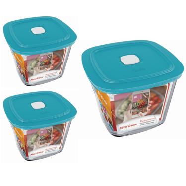 Imagem de Pote Vidro Quadrado Alto Facilita  Com Tampa 1L Marinex 2Un