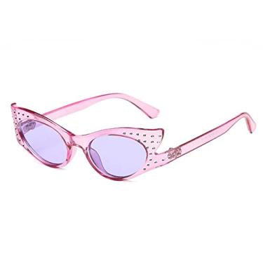 Imagem de Óculos de sol de olho de gato da moda moda feminina banhada a diamantes de armação pequena óculos de lentes marinhas óculos de sol de todos os jogos, 10, tamanho único