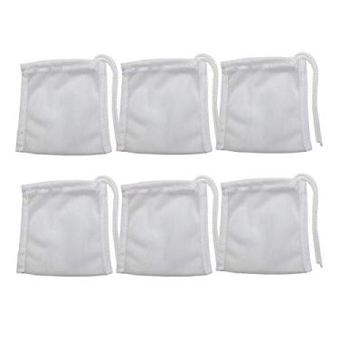 Imagem de DEECOOYA Pacote com 6 sacos de filtro de tamanho pequeno para carvão ativado, 7,62 cm x 10,16 cm saco de filtro de mídia de aquário de alto fluxo com cordões para sacos de filtro de carvão