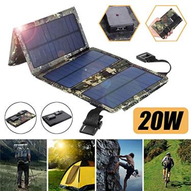 Imagem de Tingpai 20W acampamento ao ar livre caminhadas painel solar usb carregador de energia solar portátil fer menta de recarga de celular dobrável painéis solares removíveis