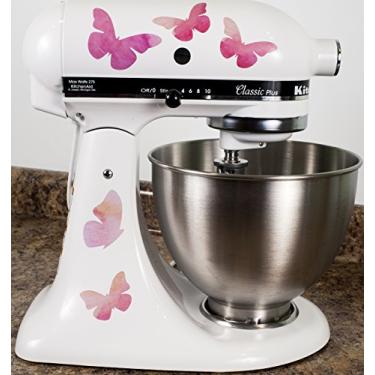 Imagem de Conjunto de adesivos de decalque de borboletas rosa bonitas para máquina de misturar ou misturar na cozinha – embrulho de arte em decalque