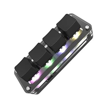 Imagem de TECKEEN 1 teclado programável tipo C para USB mini 4 teclas, teclado mecânico para jogos