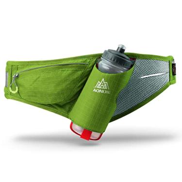 Imagem de Cinto de hidratação de corrida para garrafa de água de 600 ml bolsa de cintura para corrida de maratona ciclismo homens respirável pochete de viagem, verde, cintura: 144 cm