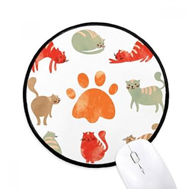 Imagem de DIYthinker Animal gato fofo pegada família mousepad desktop escritório tapete redondo para computador