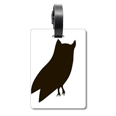Imagem de Etiqueta de mala com desenho de animal de coruja preta etiqueta de cartão de bagagem pendurado etiqueta, Multicolorido.