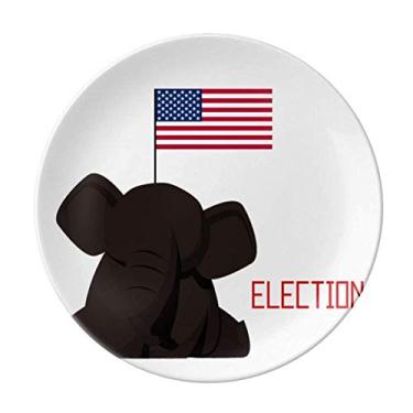 Imagem de Elefante Republician Elefante Raise Flag Placa de eleição Decorativa Porcelana Salver Louça Prato de jantar