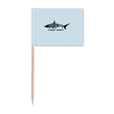 Imagem de Marcadores de palito de dente com estampa de tubarão, oceano, código de barras, decoração de festa