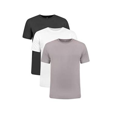 Imagem de Kit 3 Camisetas 100% Algodão (Chumbo, branco, Preto, G)
