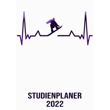 Imagem de Studienplaner 2022: DIN A4 Kalender von 01/2022 - 12/2022 1 Tag = 1 Seite mit großem Tageskalender und großartiger Übersicht. Monatsübersicht, ... / Herzschlag Snowboard Kalender 2022