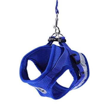 Imagem de Peitoral para cães POPETPOP de poliéster colete ajustável para animais de estimação colete peitoral para cães à prova de fuga com coleiras tamanho GG (azul)